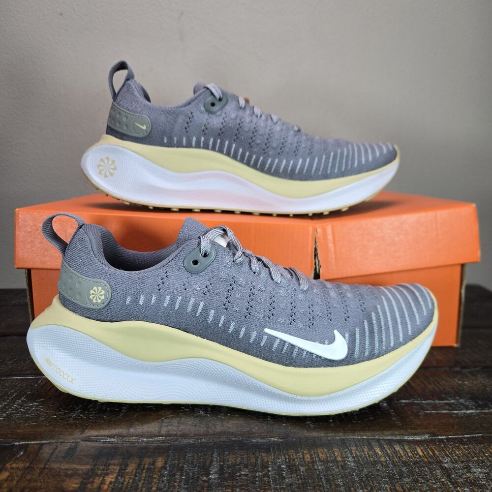 NEW Nike React X Infinity Run 4 Womens Size 7 Grey Gold Running Shoes FJ1222 007